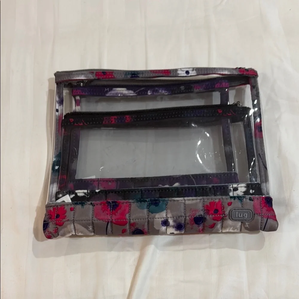 Lug Transparent Clear Envelope Floral Pouch Trio